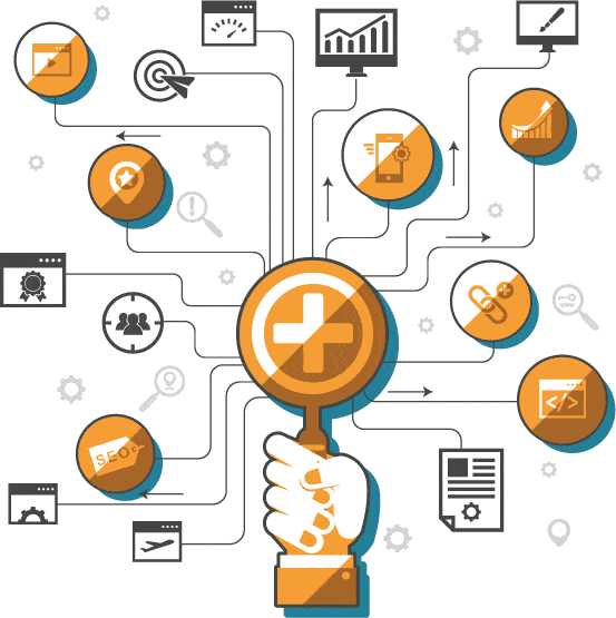 Illustration showing search engine optimization concepts