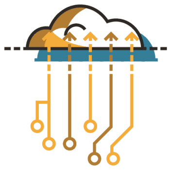 Illustration of data being backed up into a cloud