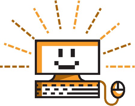 Illustration of a face on a computer monitor