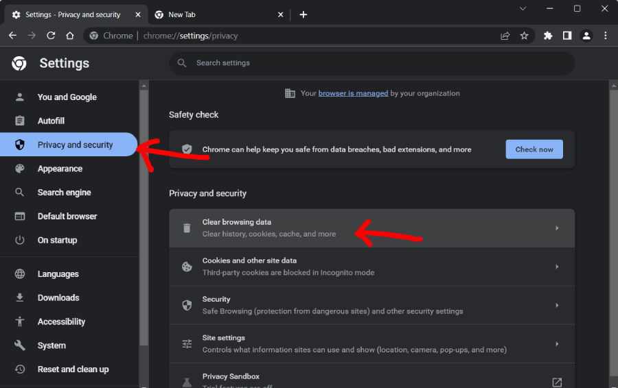 Screenshot showing how to clear all site data quickly in Chrome Windows 11