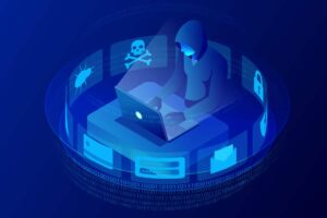 Hacker trying to cyber attack a business