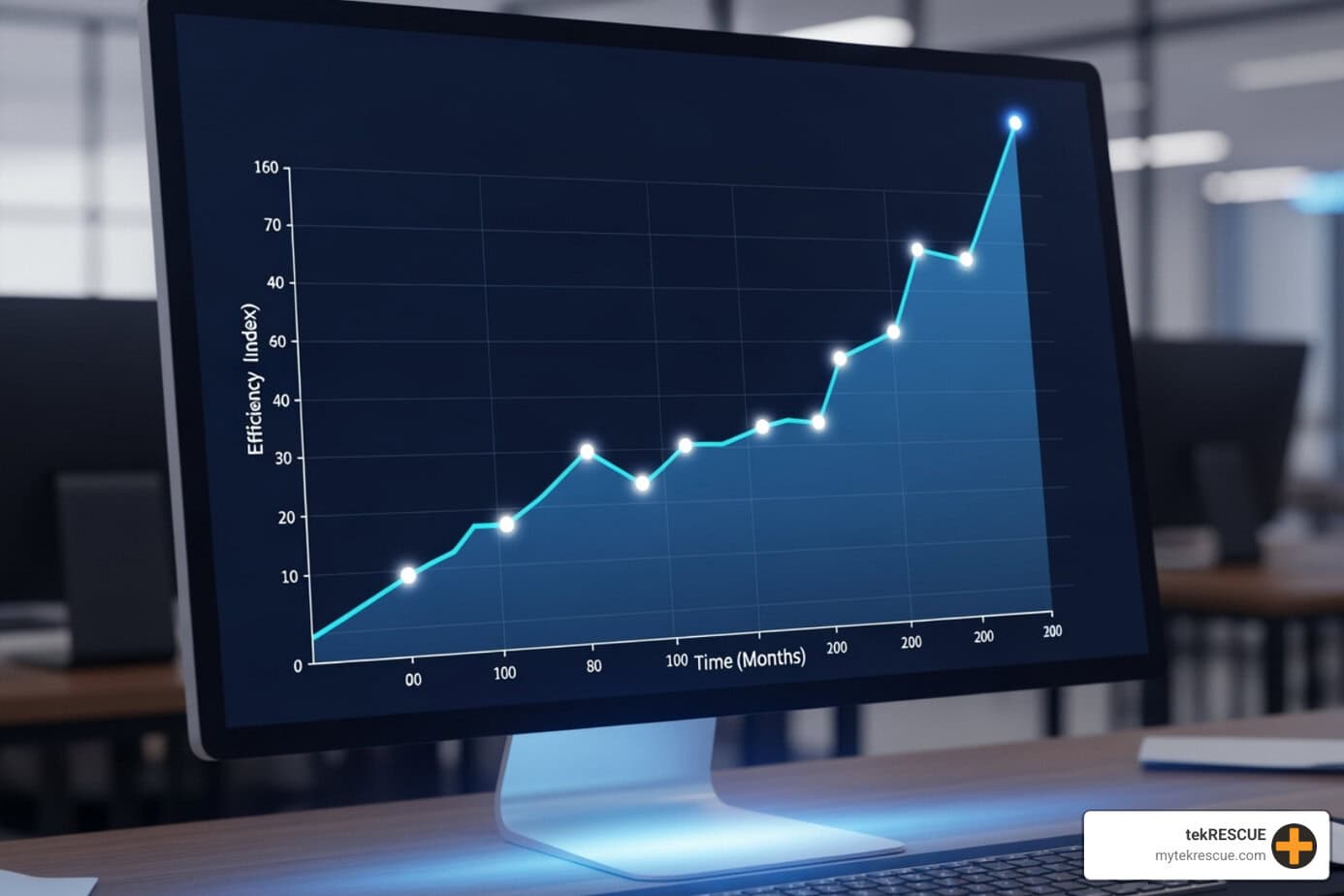 Bar graph illustrating improvements in efficiency and ROI after adopting AI-powered SEO