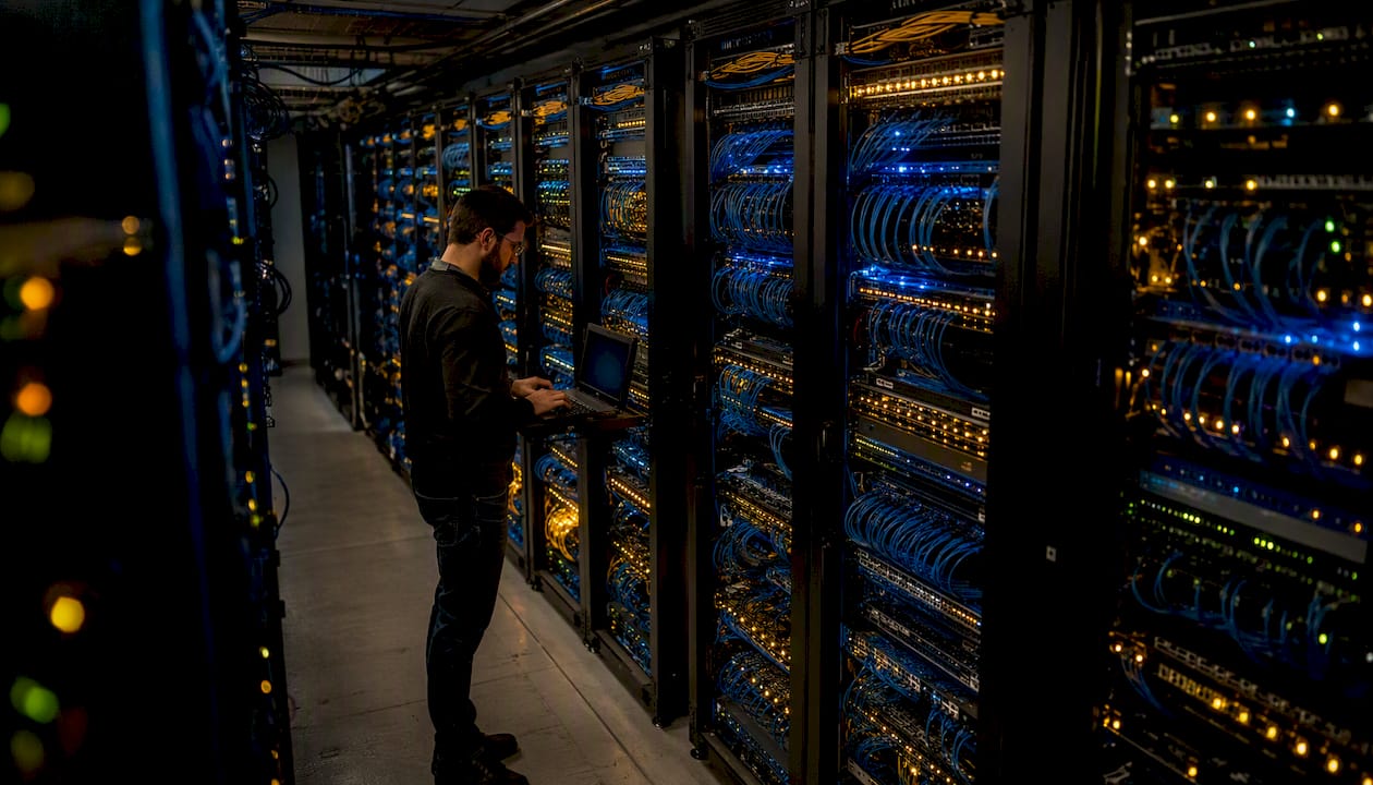 Network server room wiring and equipment