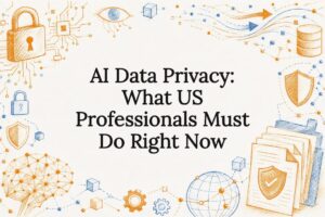 Decorative title card illustration for AI data privacy article