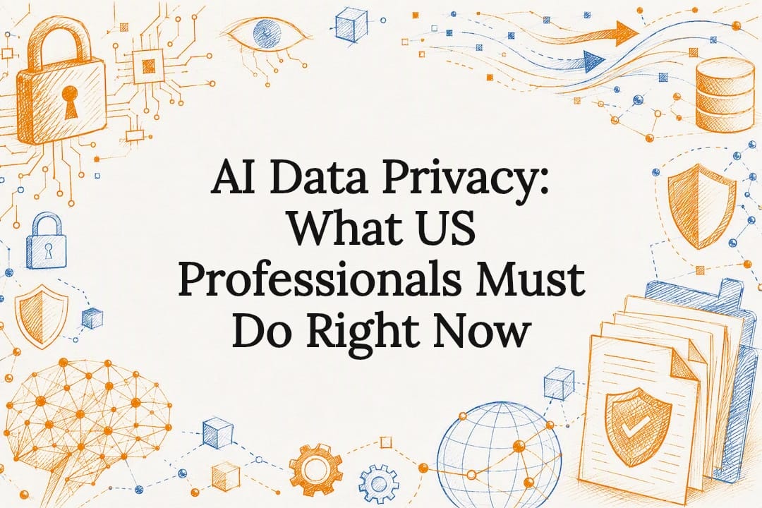 Decorative title card illustration for AI data privacy article