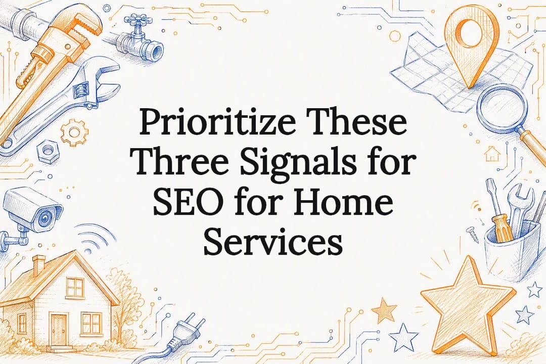 Decorative tech and home services title card illustration