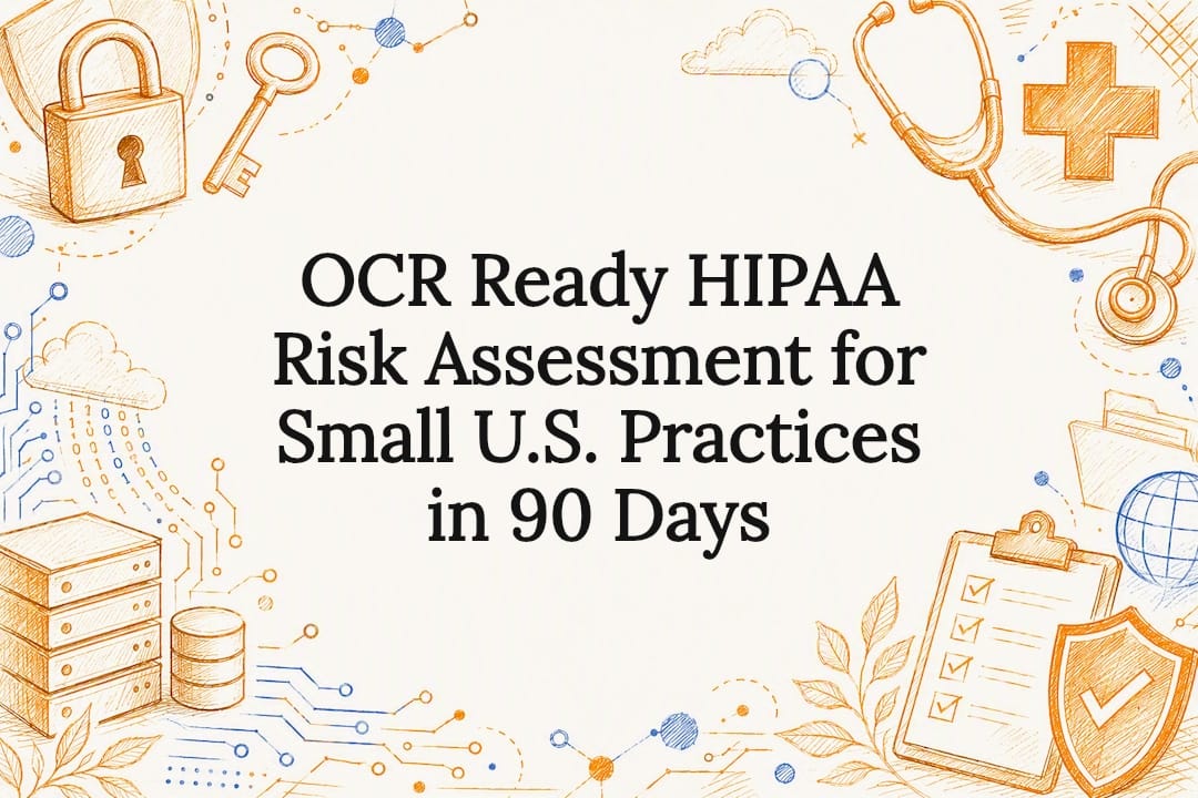 Decorative HIPAA risk assessment title card illustration