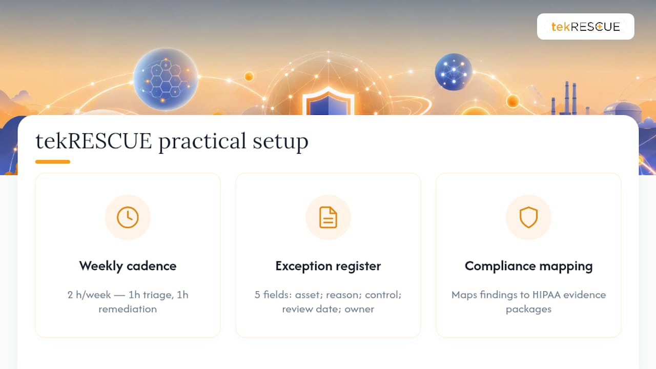 How tekRESCUE Helps Small Teams Run This in Practice — overview diagram