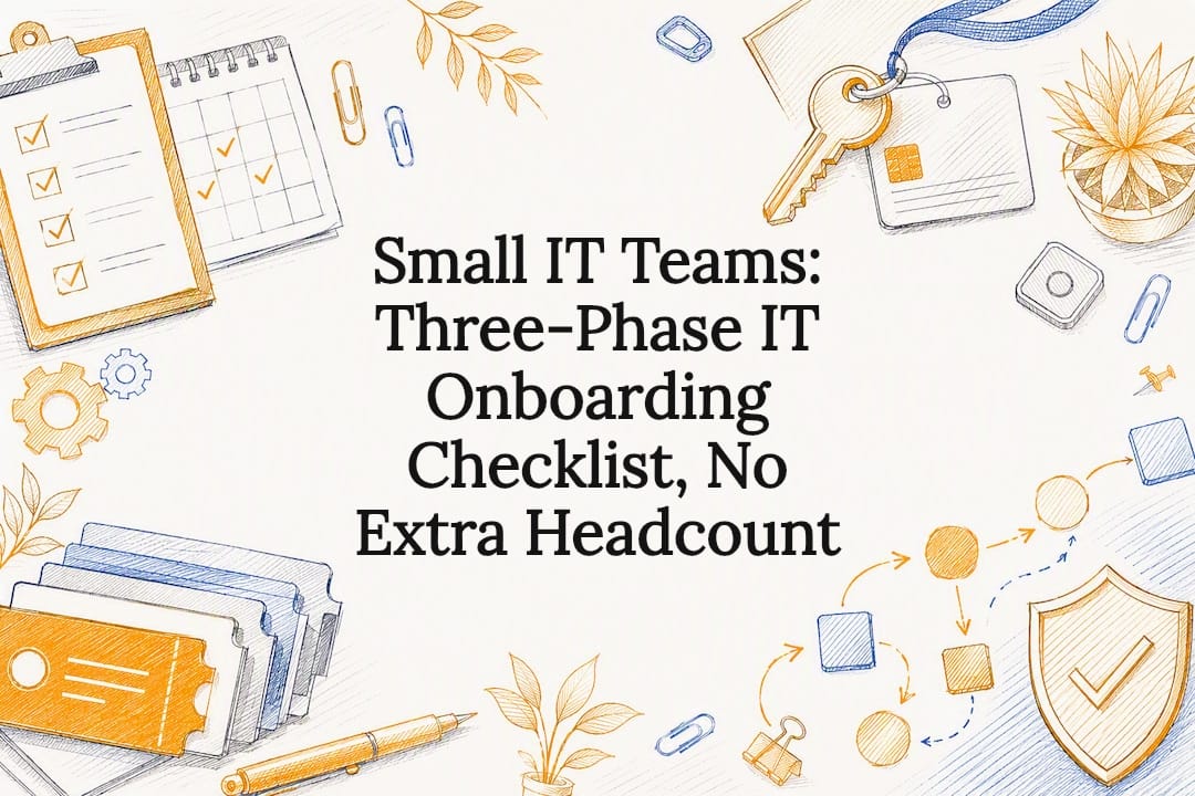 Decorative IT onboarding checklist title card