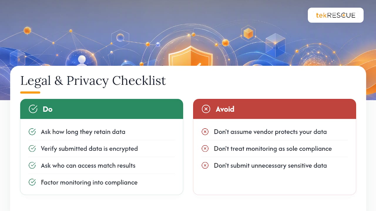 Legal and Privacy Considerations When Using Dark Web Monitoring Services &mdash; overview diagram