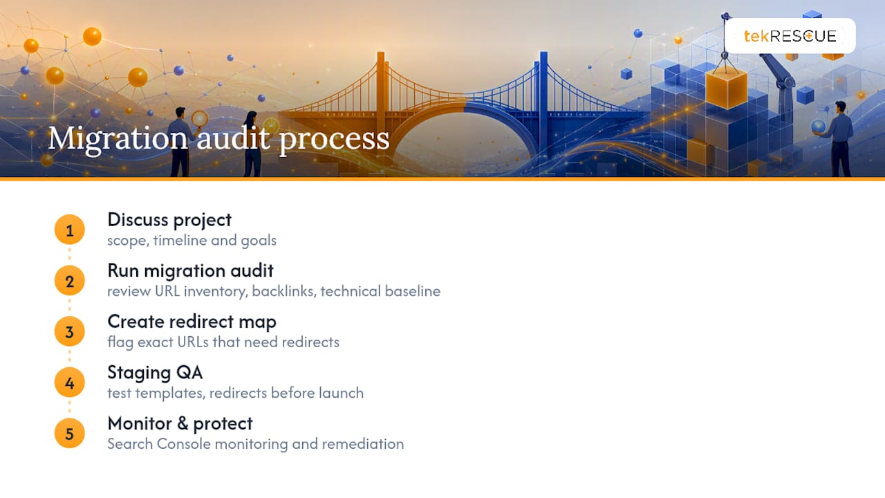 Get a Migration Audit Before You Launch — overview diagram