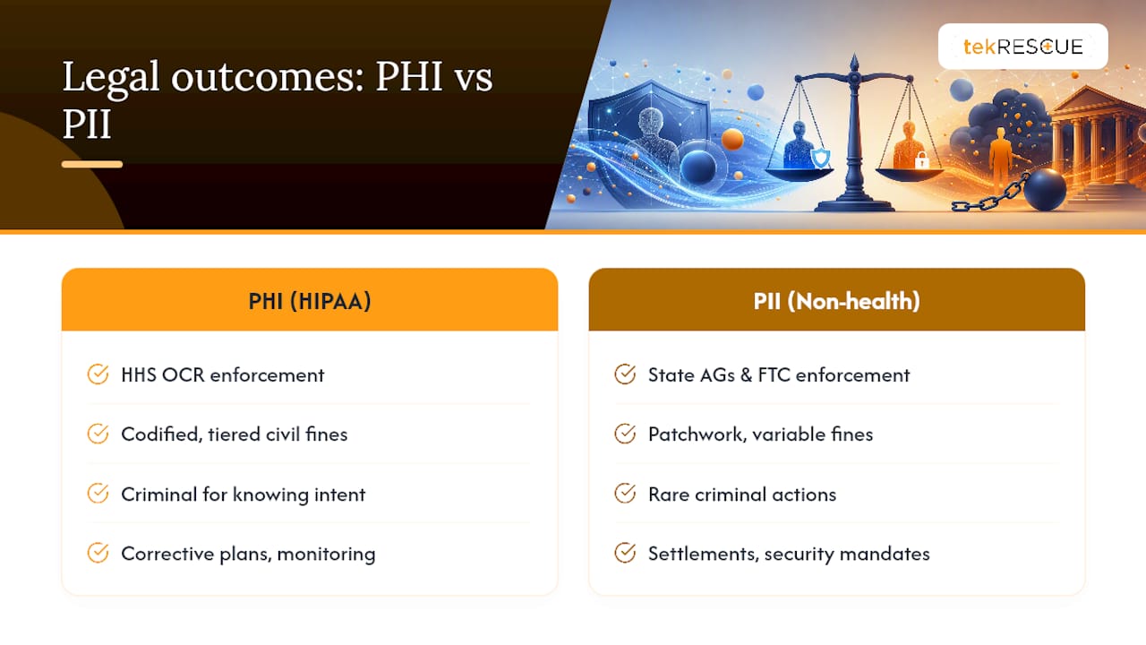 What Happens Legally When PHI or PII Is Mishandled? — overview diagram