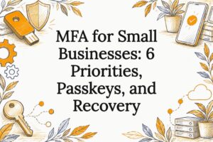 Hand-drawn MFA security objects frame title area