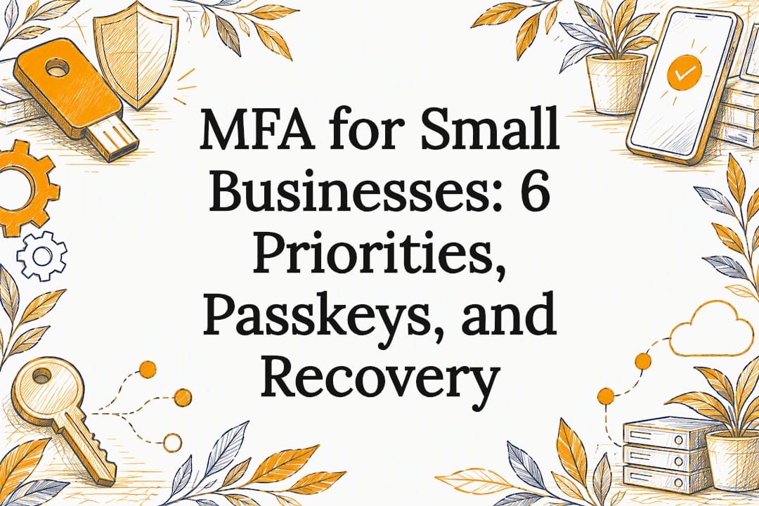 Hand-drawn MFA security objects frame title area