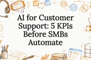Sketches framing an AI support title