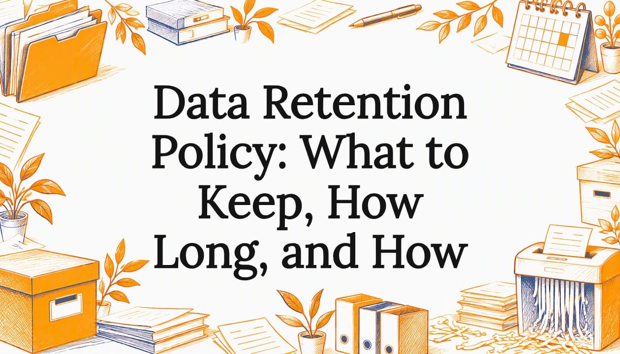 Hand-drawn data retention title card illustration