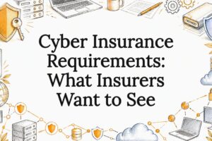 Cybersecurity sketches frame the article title